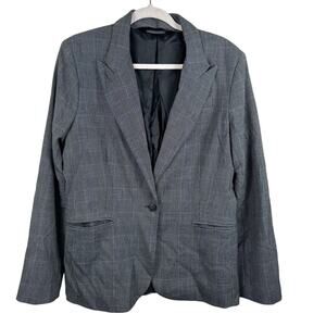 Norma Kamali Blazer One Button Womens Size 14 Glen Check Jacket